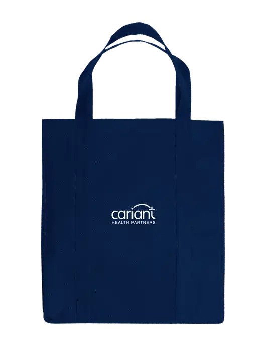 Eco Reusable Jumbo Navy Blue Shopping Bag w/Cariant Logo