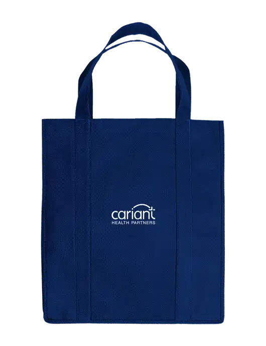 Eco Reusable Jumbo Navy Blue Shopping Bag w/Cariant Logo