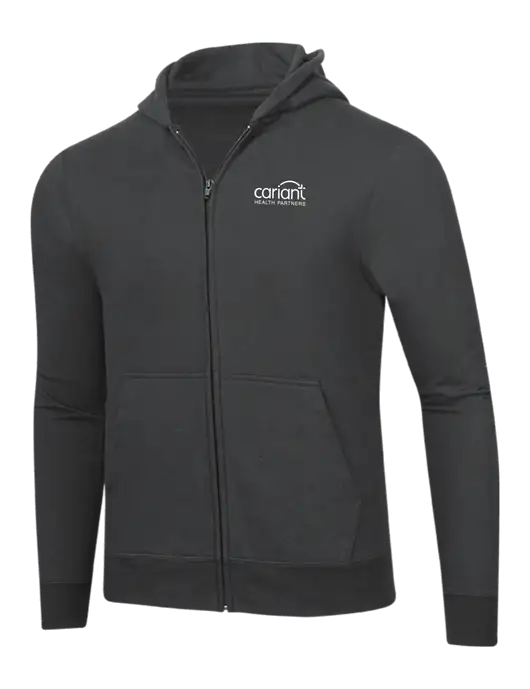 Charcoal 8.5 oz Ring Spun Zip Hooded Sweatshirt w/Cariant Logo