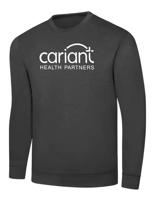 Dark Heather Grey 7.8 oz Ring Spun Crew Sweatshirt w/Cariant Logo