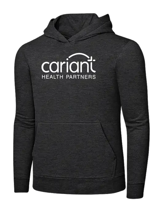 Dark Heather Grey 7.8 oz Ring Spun Hooded Sweatshirt w/Cariant Logo
