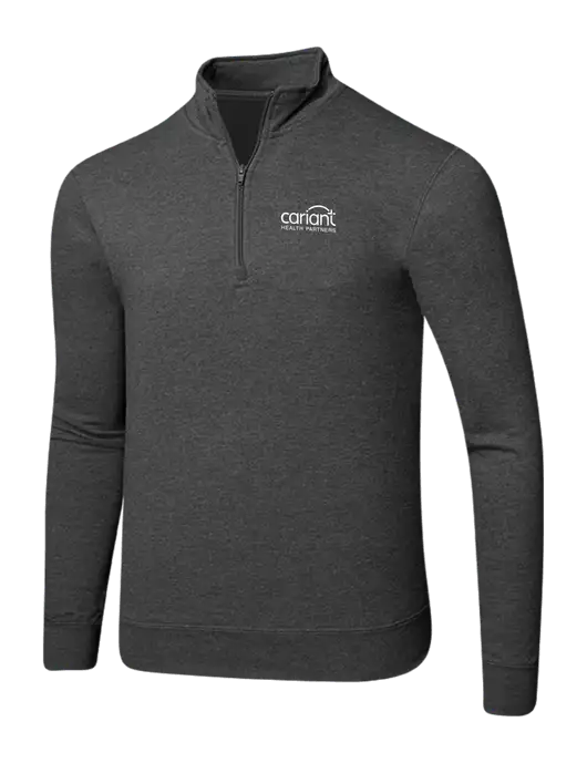 Dark Heather Grey 8.5 oz Ring Spun 1/4 Zip Pullover Sweatshirt w/Cariant Logo