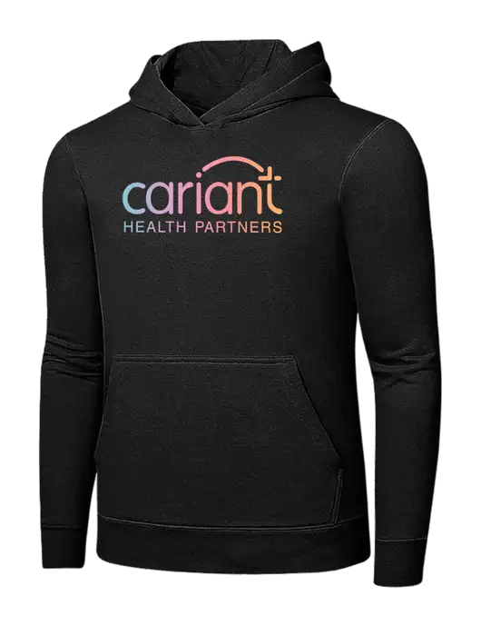 Jet Black 7.8 oz Ring Spun Hooded Sweatshirt w/Cariant Logo