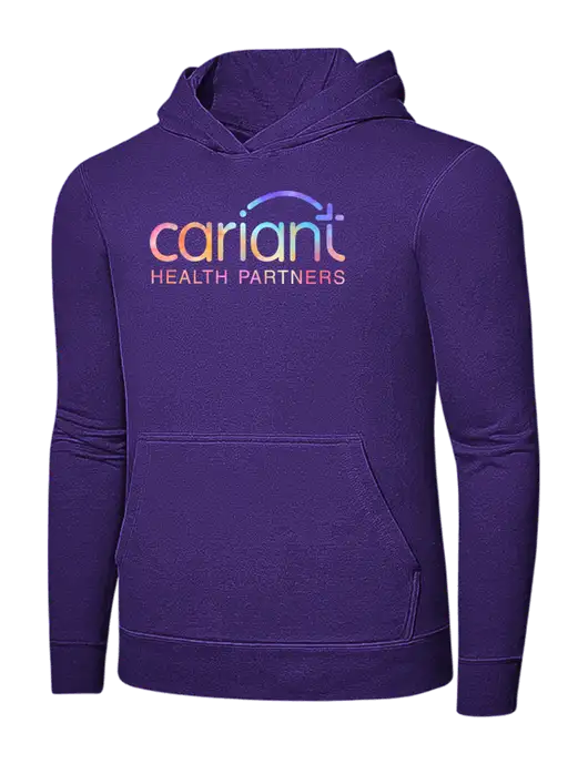 Purple 7.8 oz Ring Spun Hooded Sweatshirt w/Cariant Tie Dye Logo