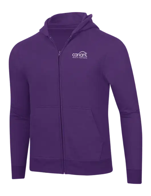 Purple 8.5 oz Ring Spun Zip Hooded Sweatshirt w/Cariant Logo