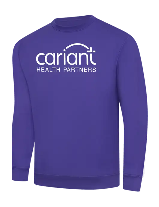 Purple 9 oz 50/50 Cotton/Poly Crew Sweatshirt w/Cariant Logo