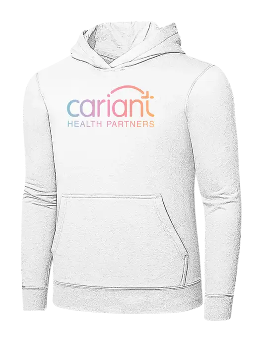 White 7.8 oz Ring Spun Hooded Sweatshirt w/Cariant Logo