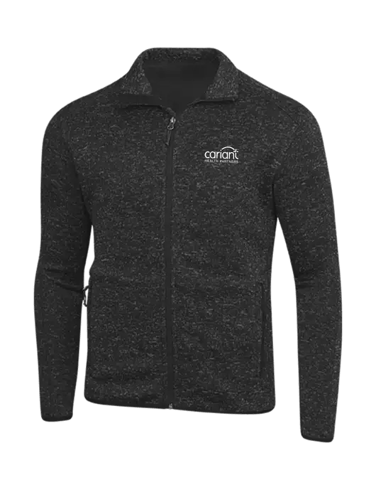 Black Heather Sweater Fleece Jacket w/Cariant Logo