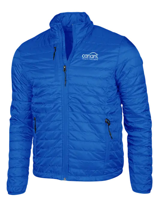 Dark Royal Blue Puffy Packable Jacket w/Cariant Logo