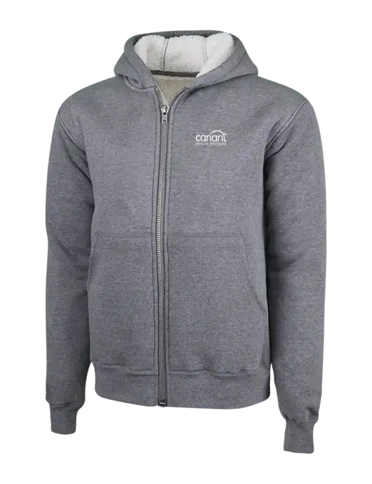 Cornerstone Grey Heather Heavyweight Sherpa Lined Hooded Fleece Jacket w/Cariant Logo