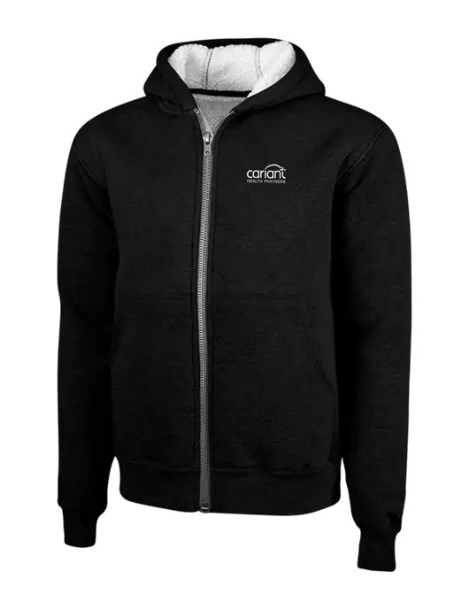 Cornerstone Black Heavyweight Sherpa Lined Hooded Fleece Jacket w/Cariant Logo