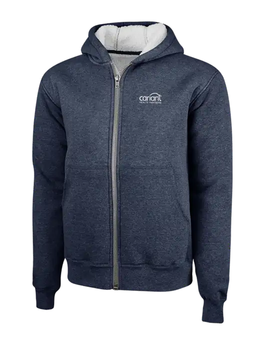 Cornerstone Navy Heavyweight Sherpa Lined Hooded Fleece Jacket w/Cariant Logo