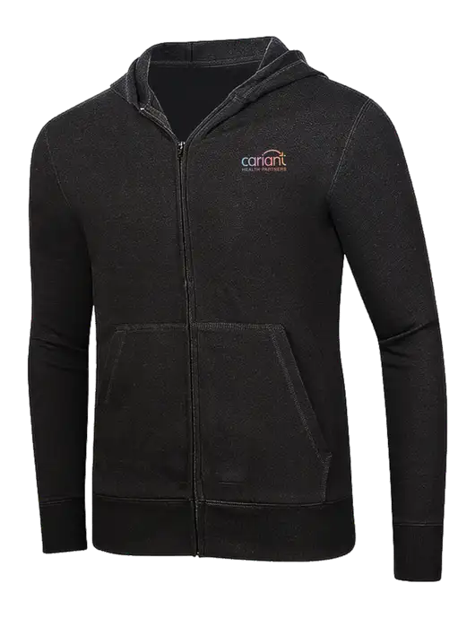 Full-Zip Black Heavyweight Hooded Sweatshirt w/Cariant Logo
