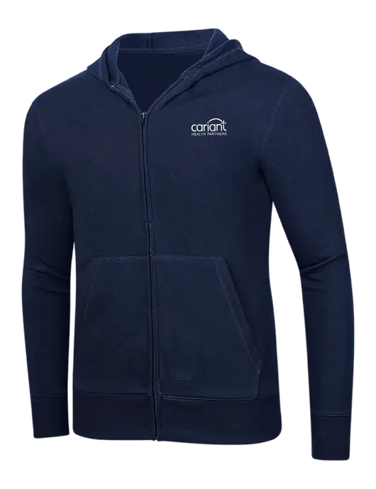 Full-Zip Navy Heavyweight Hooded Sweatshirt w/Cariant Logo