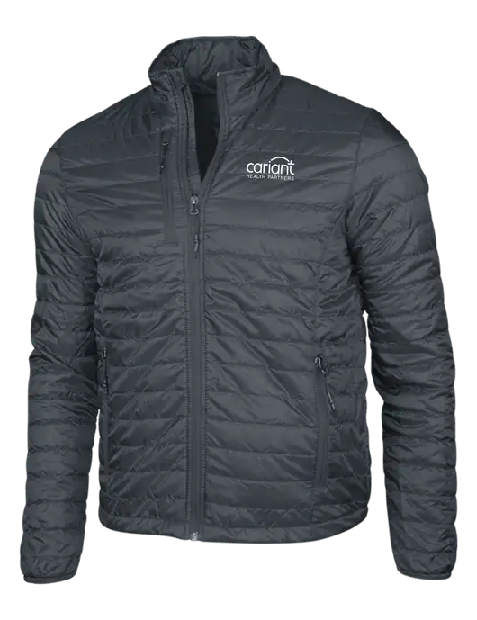 Dark Grey Puffy Packable Jacket w/Cariant Logo