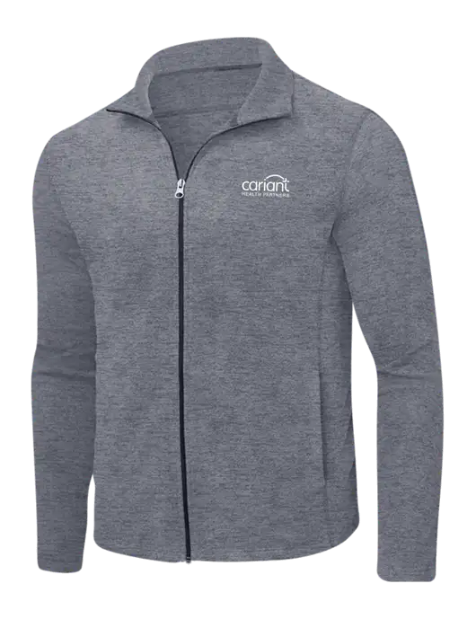 Light Navy Heather Microfleece Full-Zip Jacket w/Cariant Logo