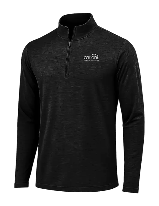 Black Triad Solid Posicharge Tri-Blend Wicking 1/4 Zip Pullover w/Cariant Logo