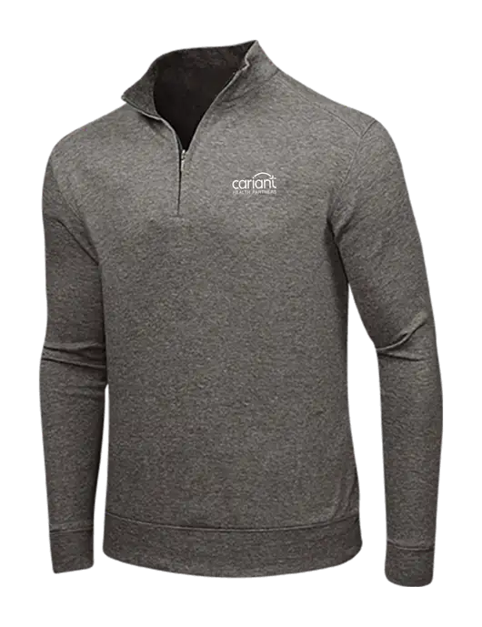 Charcoal Heather/Medium Heather Grey Interlock 1/4 Zip w/Cariant Logo