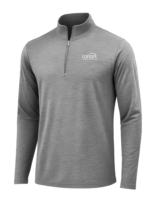 Dark Grey Heather Posicharge Tri-Blend Wicking 1/4 Zip Pullover w/Cariant Logo
