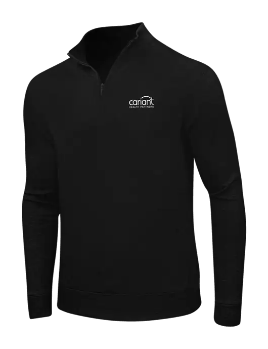 Deep Black/Charcoal Heather Interlock 1/4 Zip w/Cariant Logo