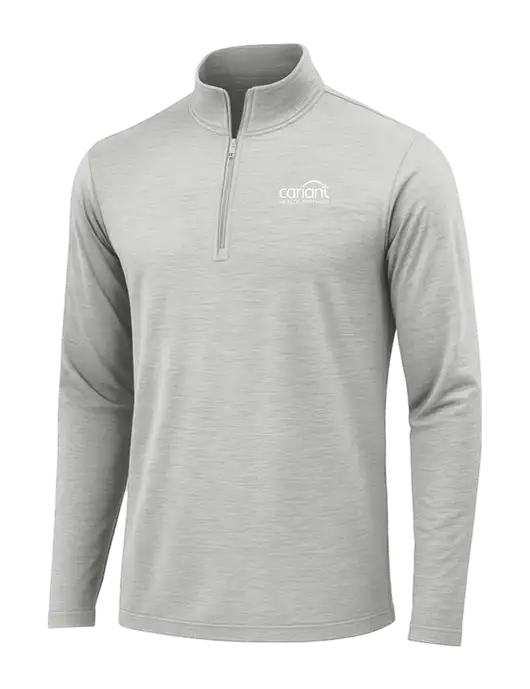 Light Grey Heather Posicharge Tri-Blend Wicking 1/4 Zip Pullover w/Cariant Logo