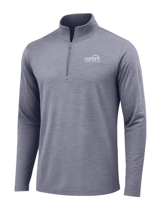 True Navy Heather Posicharge Tri-Blend Wicking 1/4 Zip Pullover w/Cariant Logo