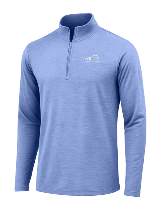 True Royal Heather Posicharge Tri-Blend Wicking 1/4 Zip Pullover w/Cariant Logo