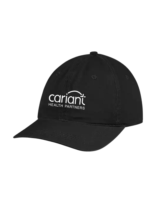 Garment Washed Unstructured Twill Black Cap w/Cariant Logo