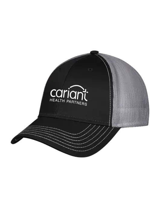 Black/Medium Dark Grey Mesh Trucker Cap Snap Back w/Cariant Logo