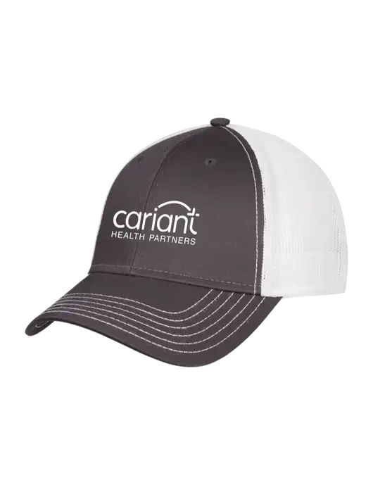 Dark Grey/White Mesh Trucker Cap Snap Back w/Cariant Logo
