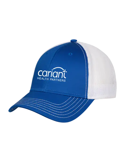 Royal & White Mesh Trucker Cap Snap Back w/Cariant Logo
