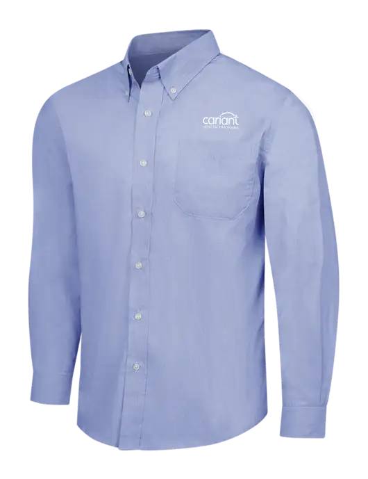 Light Slate Blue Crosshatch Easy Care Shirt w/Cariant Logo
