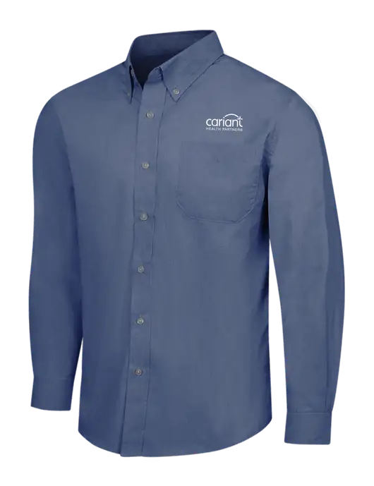 Light Navy Crosshatch Easy Care Shirt w/Cariant Logo