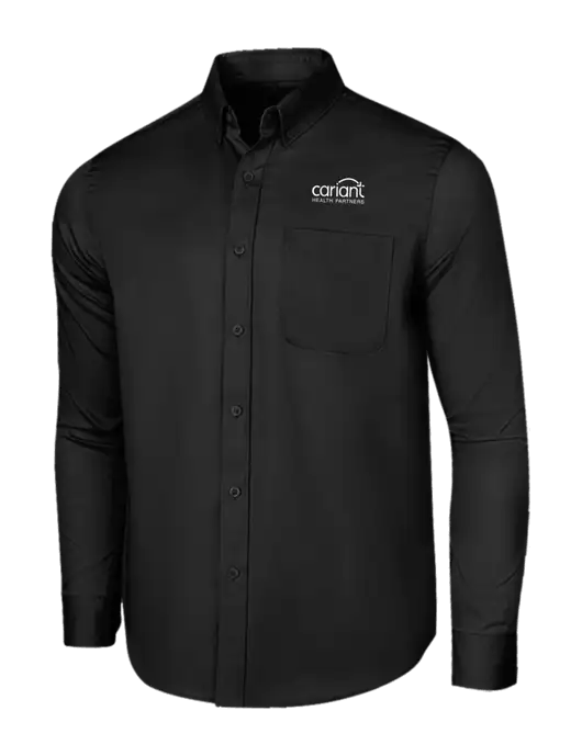 Long Sleeve Deep Black Superpro React Twill Shirt w/Cariant Logo