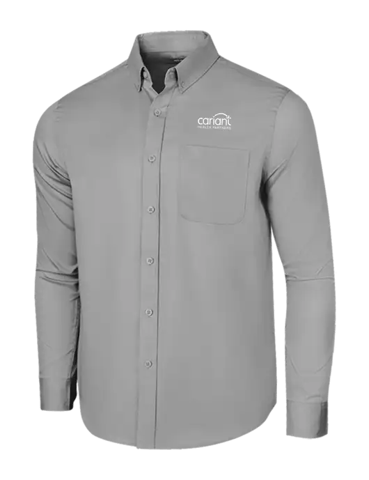 Long Sleeve Light Grey Superpro React Twill Shirt w/Cariant Logo