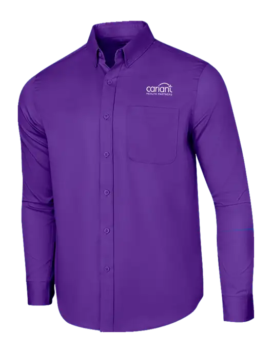 Long Sleeve Purple Superpro React Twill Shirt w/Cariant Logo