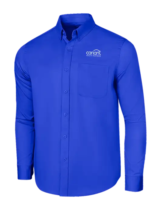 Long Sleeve Dark Royal Superpro React Twill Shirt w/Cariant Logo
