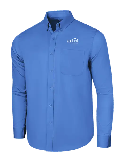 Long Sleeve Dark Carolina Blue Superpro React Twill Shirt w/Cariant Logo
