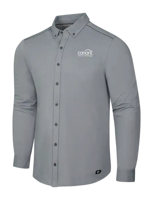 OGIO Medium Grey Heather Modern Code Stretch Button-Up Shirt w/Cariant Logo