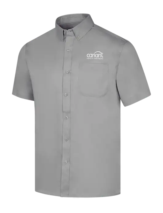 Short Sleeve Light Grey Superpro React Twill Shirt w/Cariant Logo