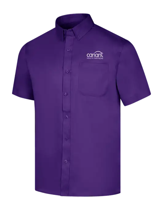 Short Sleeve Purple Superpro React Twill Shirt w/Cariant Logo