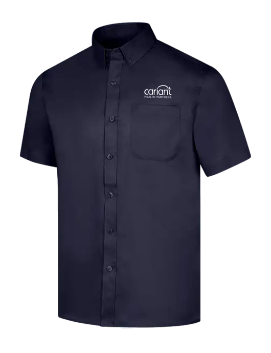Short Sleeve Navy Superpro React Twill Shirt w/Cariant Logo