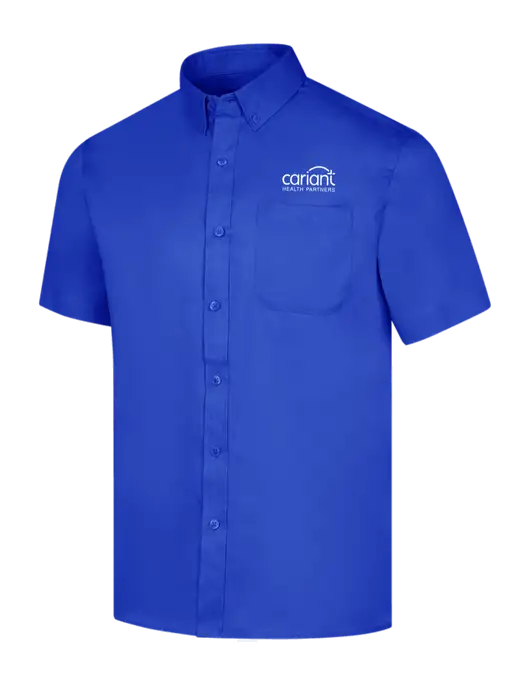 Short Sleeve Dark Royal Superpro React Twill Shirt w/Cariant Logo