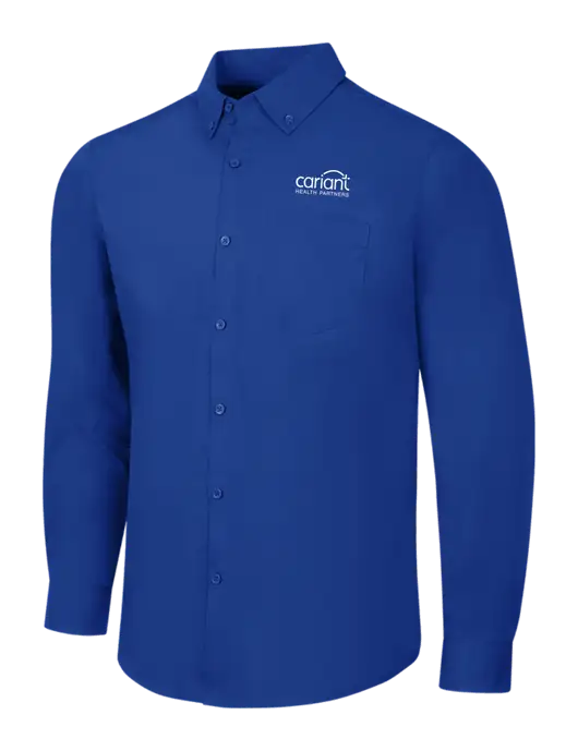 Dark Royal Long Sleeve Carefree Poplin Shirt w/Cariant Logo