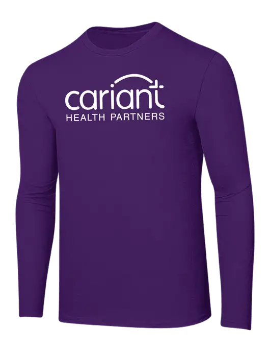 Ring Spun Purple 4.5 oz Long Sleeve T-Shirt w/Cariant Logo