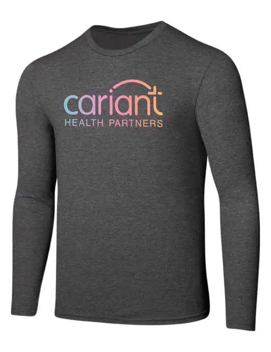 Seriously Soft Heathered Charcoal Long Sleeve T-Shirt w/Cariant Logo