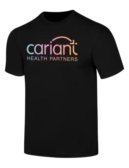 Simply Soft Black 4.5oz  Poly/Combed Ring Spun Cotton T-Shirt w/Cariant Logo