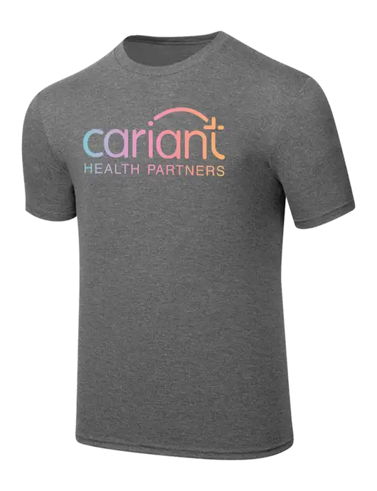 Simply Soft Heathered Medium Grey 4.5oz  Poly/Combed Ring Spun Cotton T-Shirt w/Cariant Logo