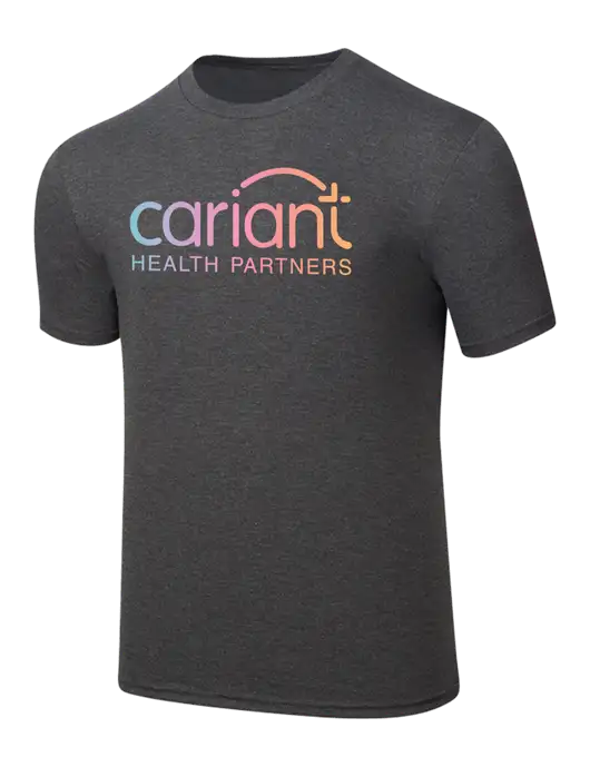 Simply Soft Heathered Charcoal 4.5oz  Poly/Combed Ring Spun Cotton T-Shirt w/Cariant Logo