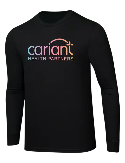 Simply Soft Long Sleeve Black 4.5 oz, Poly/Combed Ring Spun Cotton T-Shirt w/Cariant Logo
